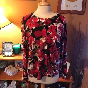Karen Scott Floral Cardigan Size L